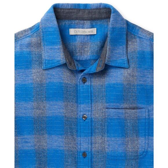 Outerknown JASPE TRANSITIONAL FLANNELCerulean Rockypoint Plaid Sz Medium $138 - Picture 2 of 6